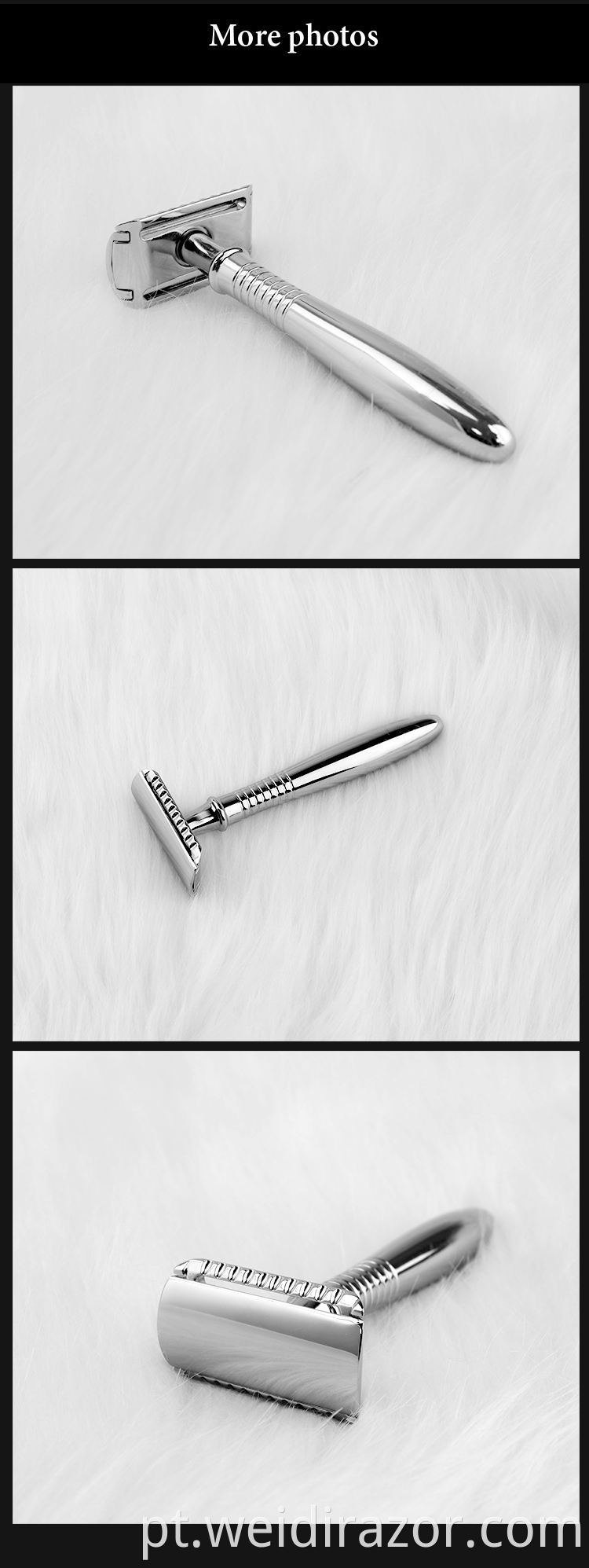 Lâmina de segurança de borda dupla, kit de barbear úmido clássico de cabo longo para homens e mulheres com lâminas de barbear de reposição